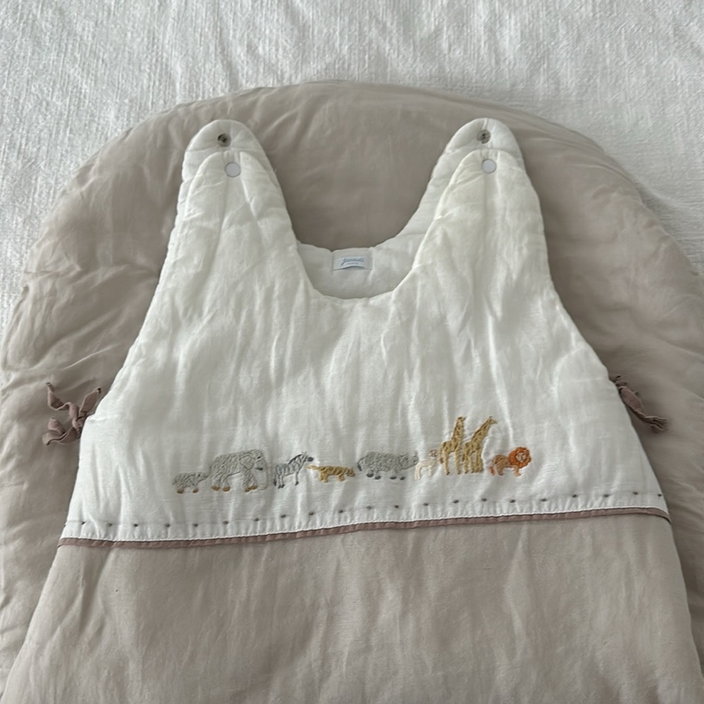 Jacadi White and Beige Baby Sleeping Bag
